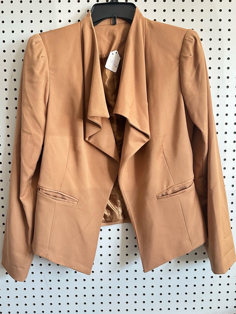 Womens Draped Open-Front Blazer Jacket - Camel